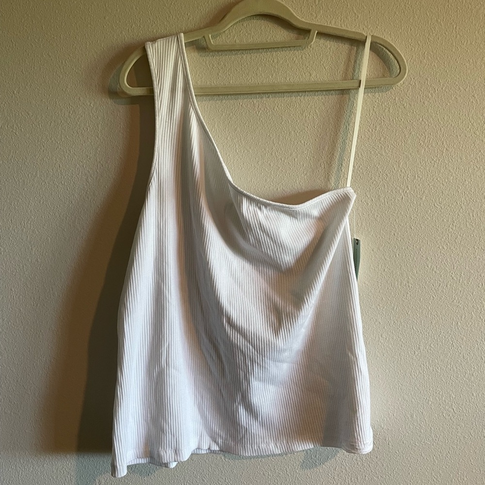 NWT Anthropologie The Zeda Ribbed One-Shoulder Tank Top Women’s 3X Plus White - Picture 5 of 8